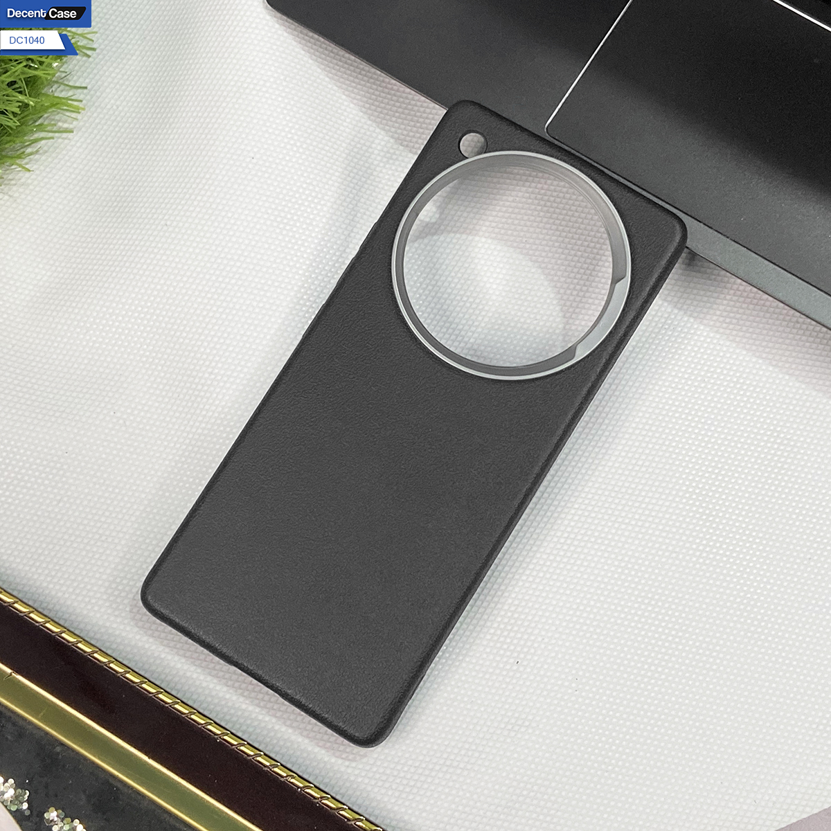 Infinix Zero 40 Cover - Light Gray - New Leather Texture Metal Ring Phone Case – Slim Soft Protective Back Cover