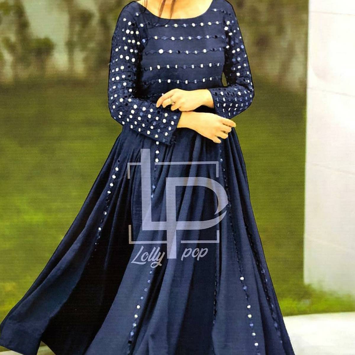 mirror work frock design