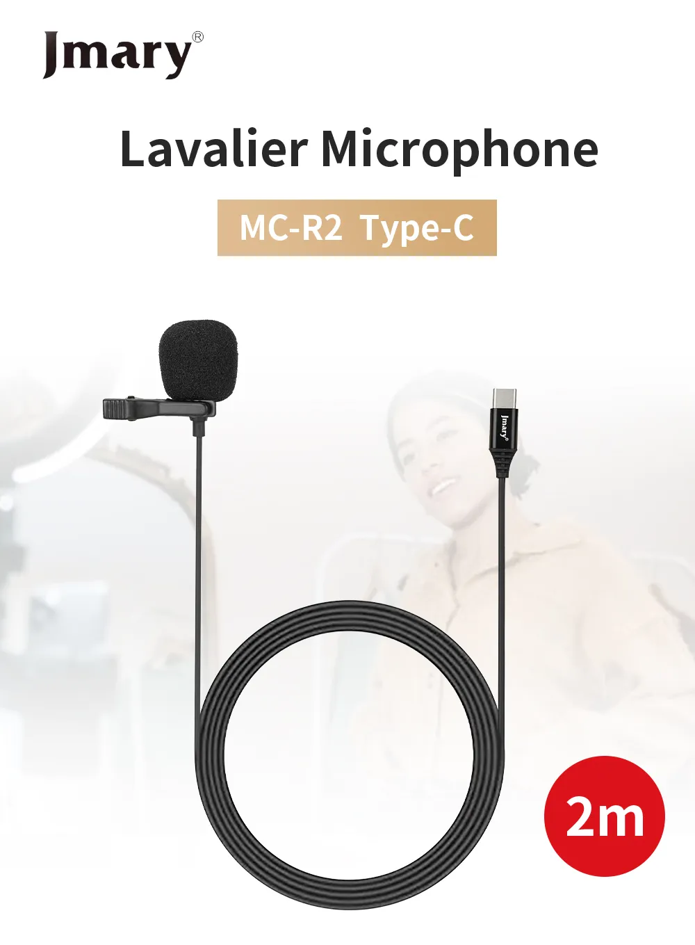 Jmary MC-R2 Type-C Lavalier Collar Microphone 2M Wire Length with Metal Clip 12 dfdb30a99bd4c5b7f20444caad45a78f