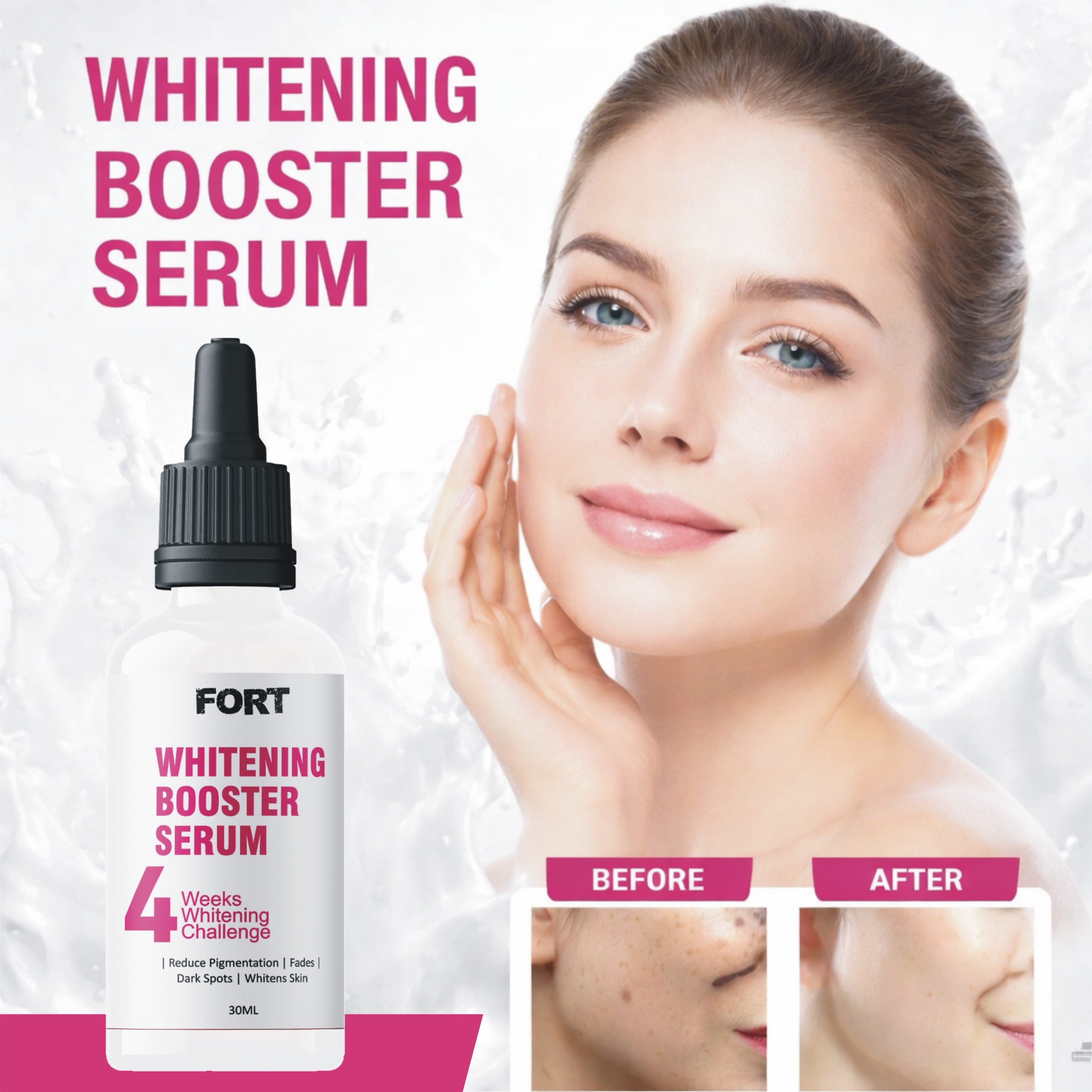 FORT Whitening Booster Serum For Face | reduce pigmentation , Fades, Dark Spots and Brighten skin | 30ml