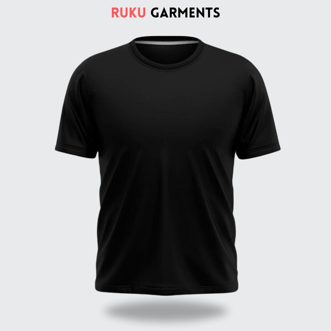 Ruku Garments New Half Sleeve Plain Black Tshirt For Men