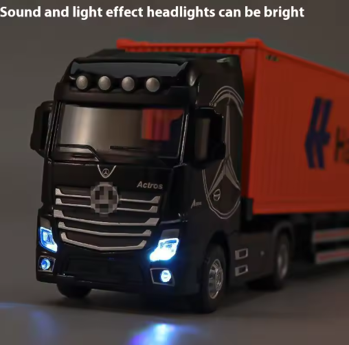 1/50 Simulation Large Truck Toy Car Model Alloy Diecast Transport Container Vehicle Car For Boy Gifts with Sound Light Pull Back view 5