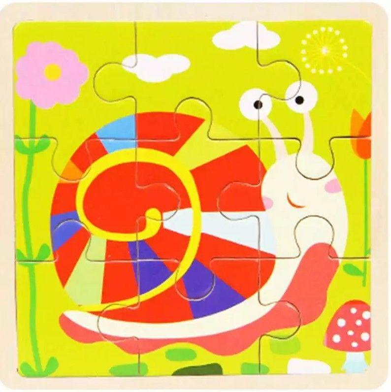 Small Wood Animal Puzzle Bee Rabbit Cow Duck Transportation Tool Educational DIY Toys For Children Cartoon Jigsaw Birthday Gifts