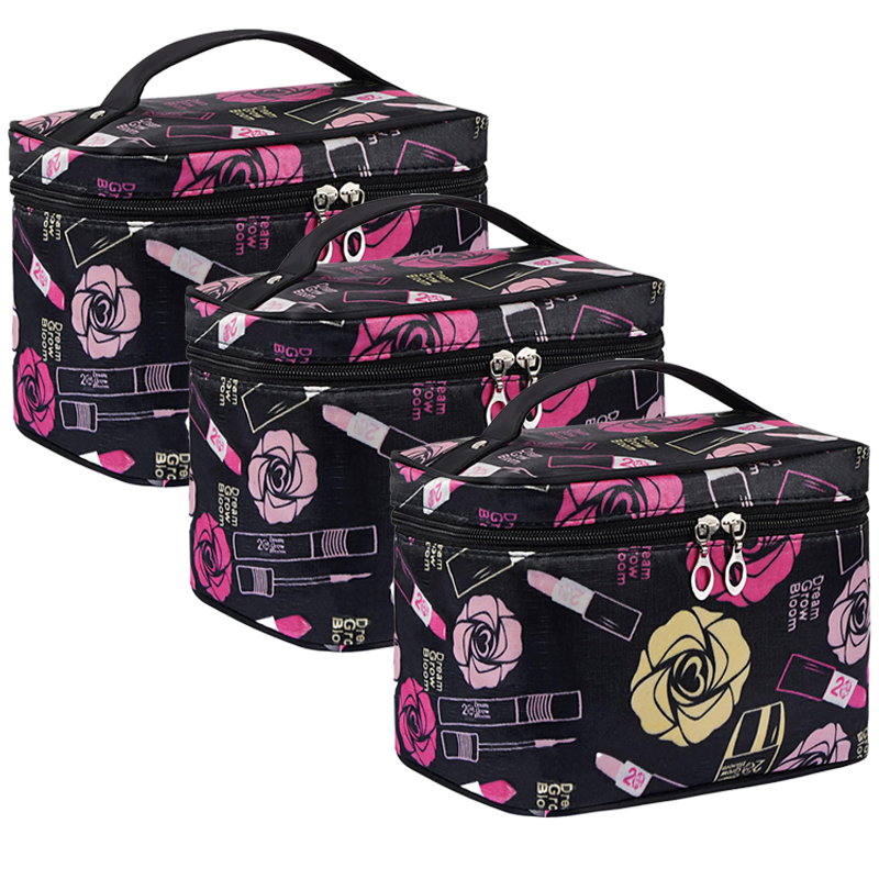 Women Portable Cosmetic Bag Cute Makeup Travel Case Multifunctional Make up Bag, Toiletry Bag Travel Bags for Women Girls (Flaming Lips)