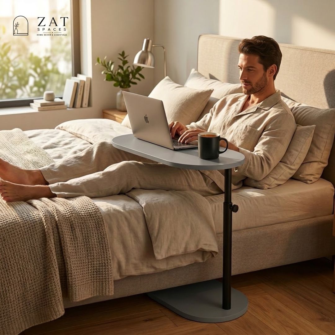 Adjustable Laptop Table | Overbed Table | Sofa Side Table | C Shaped Table | Bedside Table | Coffee Table | Study Desk | Rolling Laptop Desk | ZAT Spaces