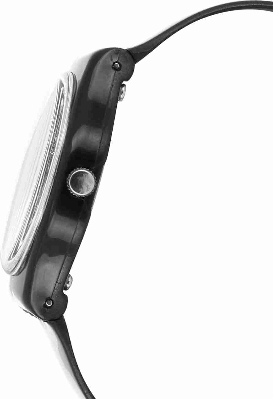 LG waterproof simple black silicone strap round shape male wrist watch