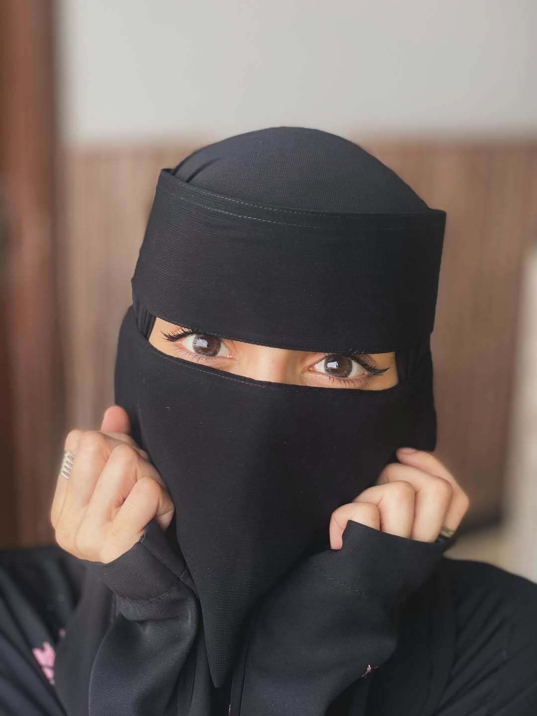 Short Length Forehead Saudi Niqab Ready-to-Wear Hijab, Extra Small, 7X11 High-Quality Lightweight Imported Chiffon and Georgette, Comfortable and Modest