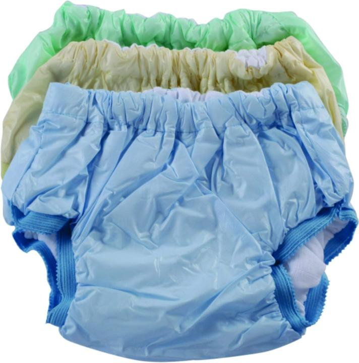 Pack Of 3 Kids PVC Diaper Padded Baby Nappy Panty Training Panty with Inner Cloth & Outer Plastic Reusable & Waterproof