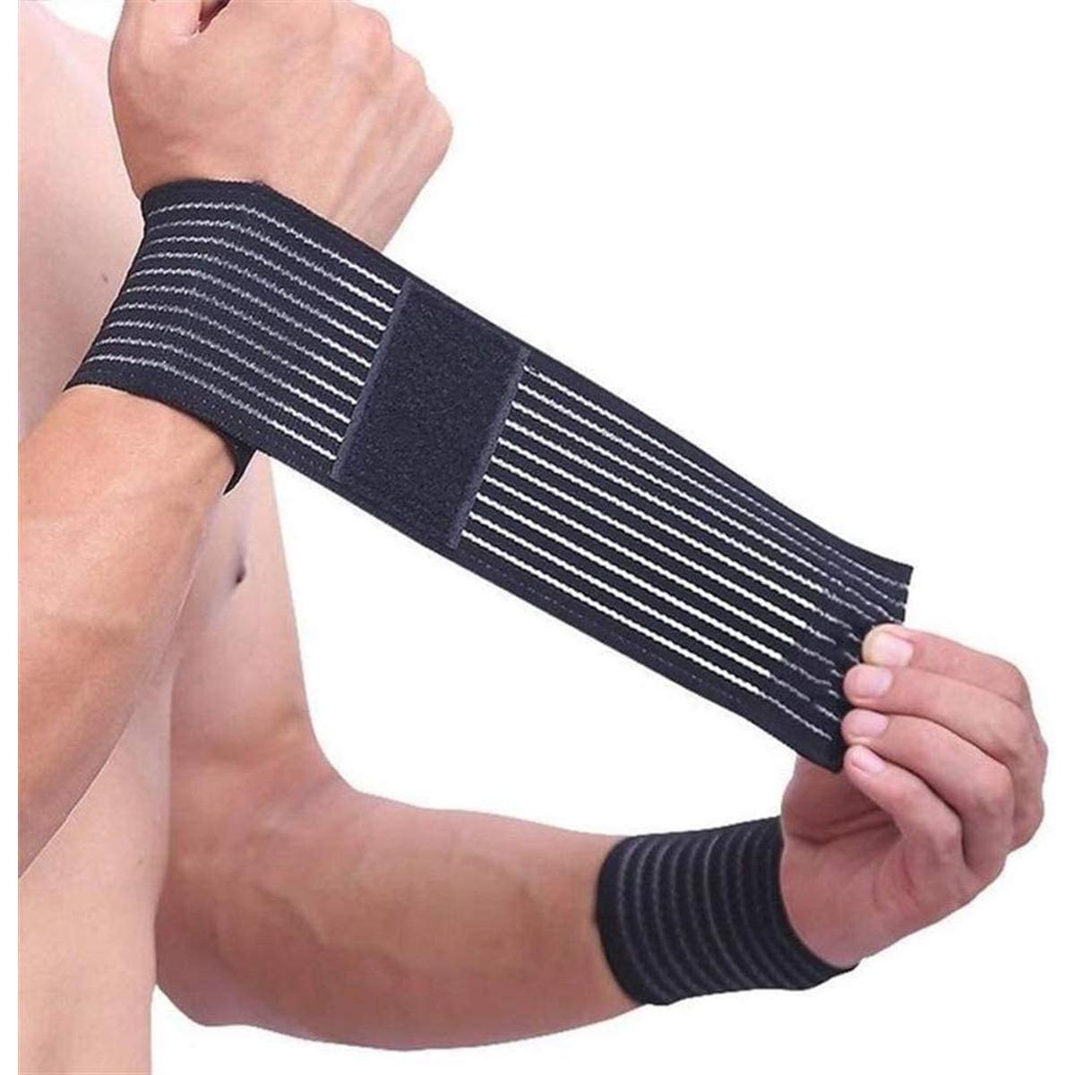 Elastic Bandage Wristband Hand Gym Support Wrist Brace Wrap Fitness Exercise Powerlifting Tennis Cotton Work Out Strength Training Yoga Wrist Band (Black),  Hand Sport Wristband for Men Personal Use