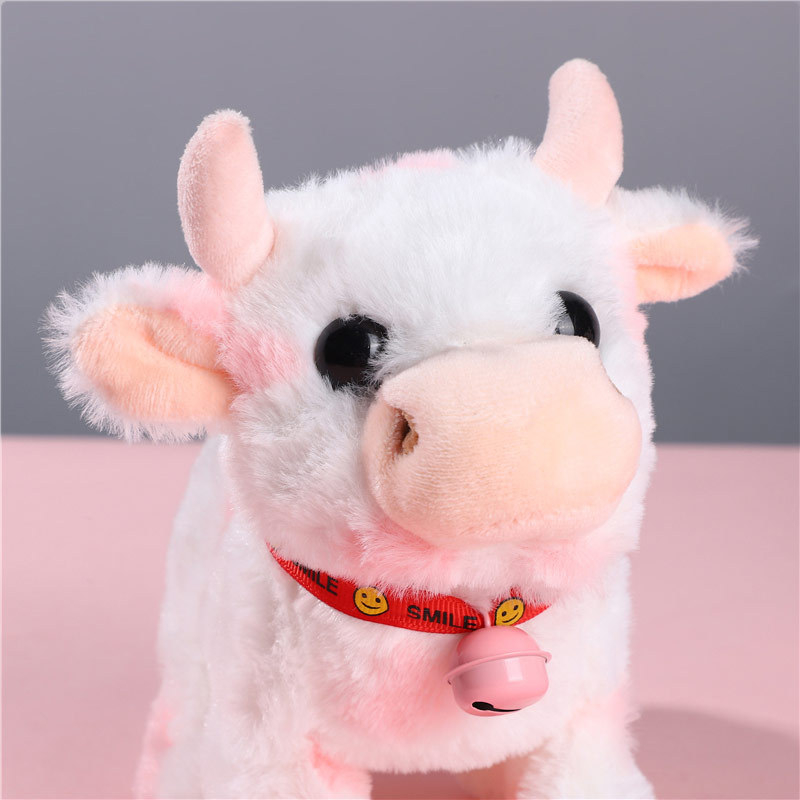 Cow Simulation Electric Toy | Battery Operated Walking & Mooing Plush Cow with Moving Tail & Real Sound | Soft Educational Animal Toy for Kids | Creative Birthday Gift for Boys & Girls