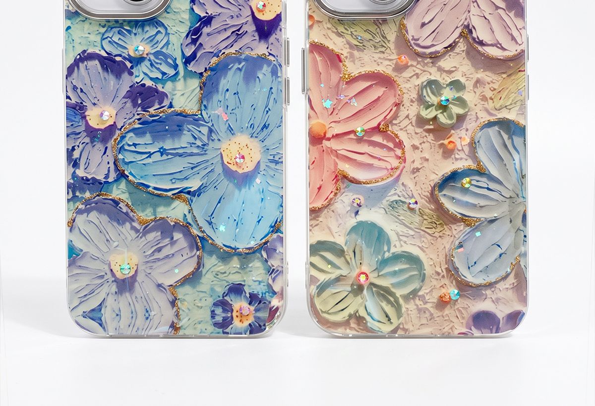 3D Floral Phone Case with Gem Camera Lens Protection – Elegant Sculpted Flower Cover with Rhinestone Lens Guard for 11–17 Series & Flagship Android Phones