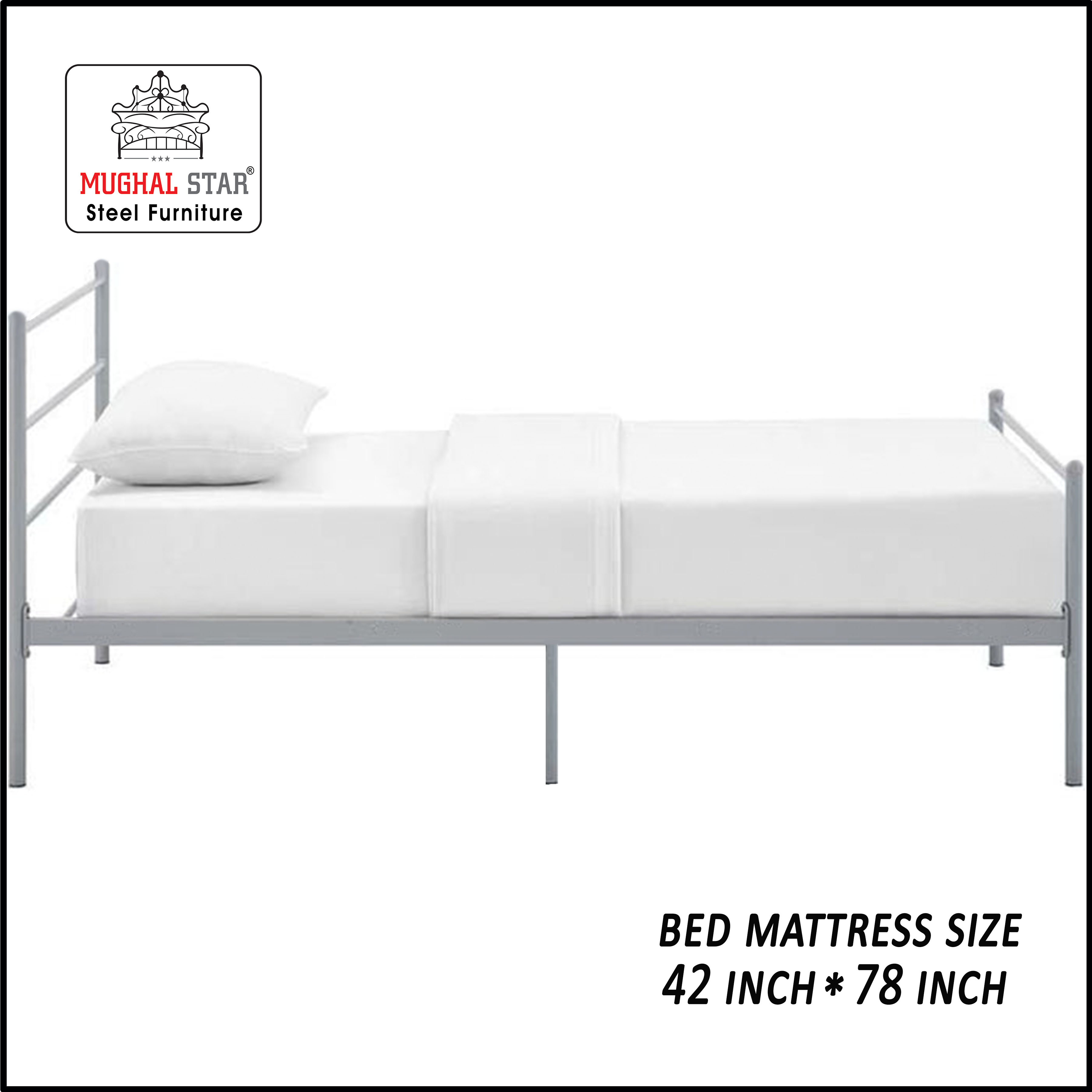 Simplify Bed Single, Iron Bed, Single Bed, Mughal Star Steel Furniture