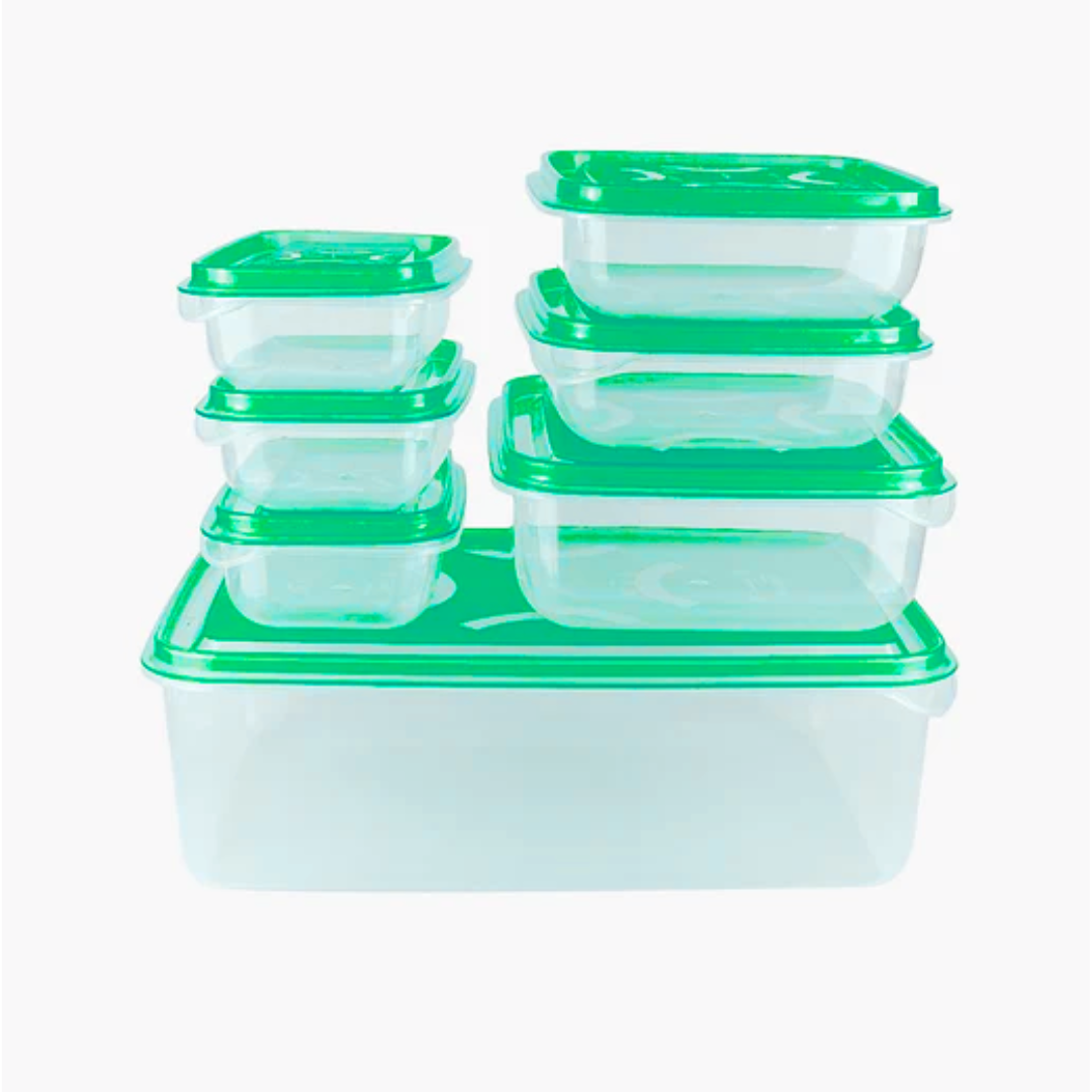 THUMB LOCK FOOD CONTAINER PLASTIC STORAGE BOX ( 4000ml, 7PC SET) Daraz.pk