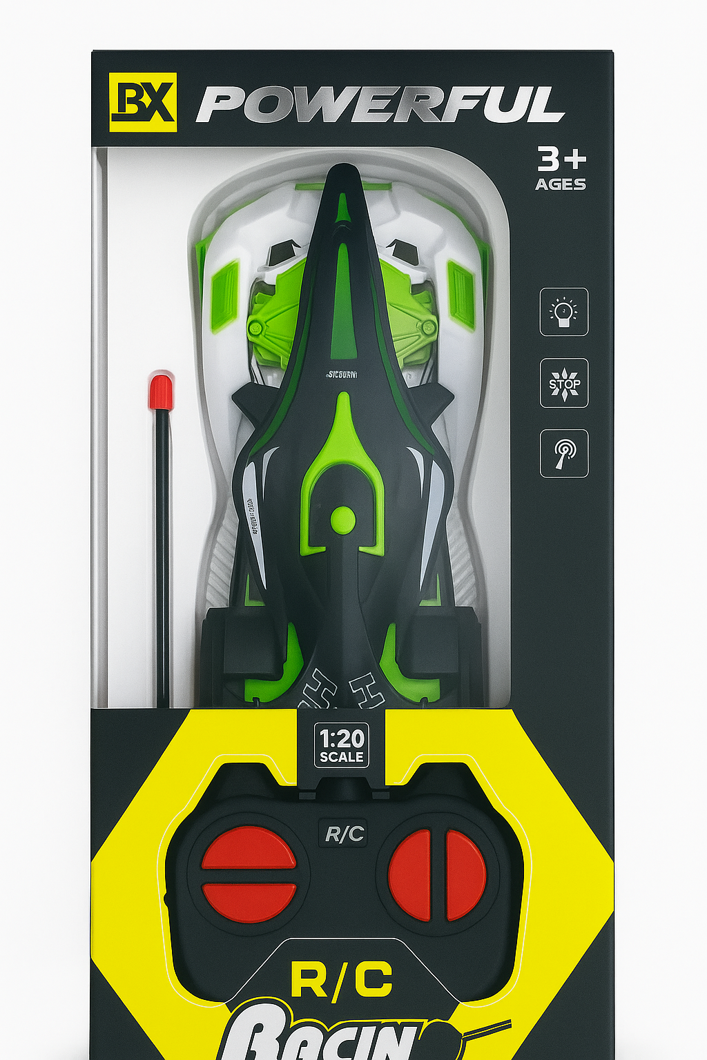 Speed Racing 1:20 Rechargeable Sports Car – Remote Control Drifting Model with Realistic Headlight & Exhaust Emulation, Rechargeable Battery & Cable, 2.4GHz Perfect Gift Baby Birthdays, Kids Exams & Game Toy