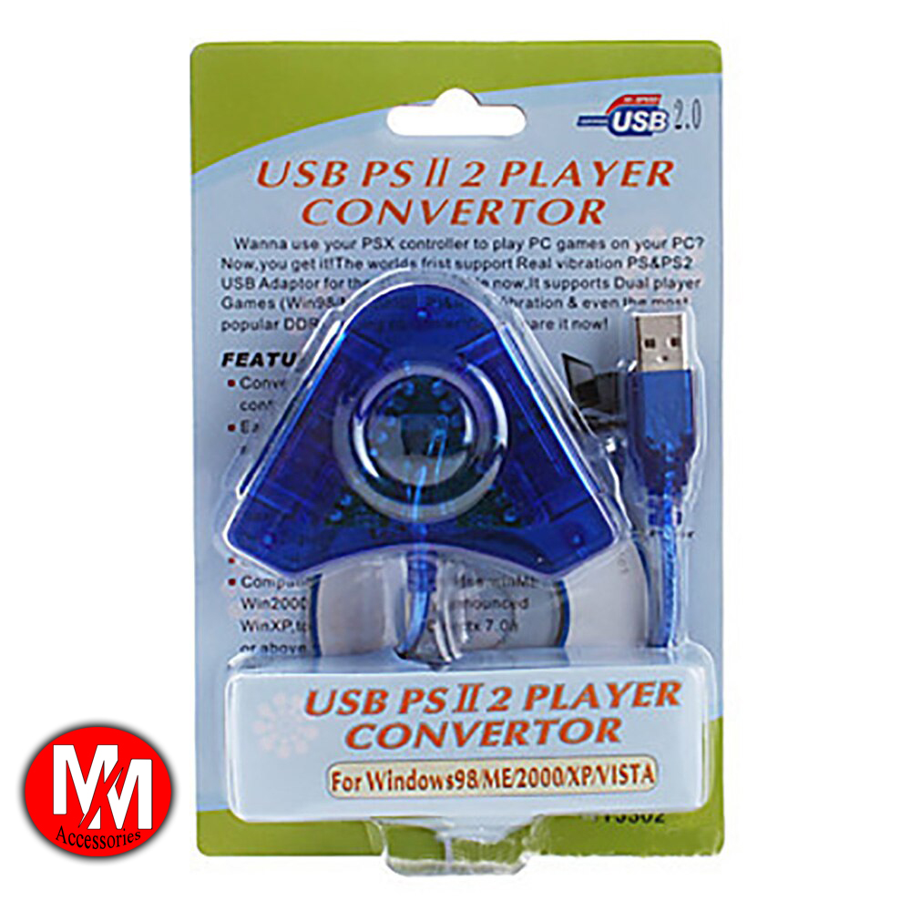 USB PS2 Player Converter USB Controller Gamepad Adapter Converter Cable for PlayStation 2 PS1 PS2 Joypad to PC Games Dual Ports