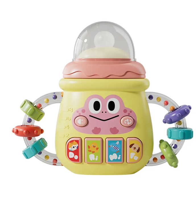 Baby Musical Learning Bottle Toy with Lights and Sounds Rattle Teether Handle Educational Activity Toy for Infants and Toddlers 11.5cm