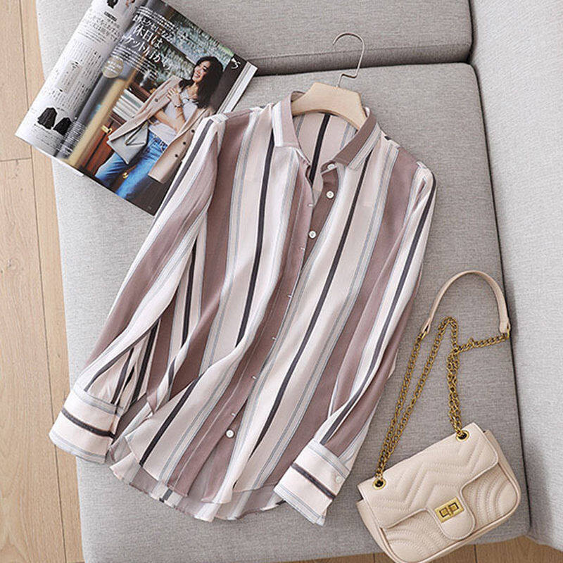 ZYZSTR Loose Striped T Shirt Women Cotton Long Sleeve T-Shirt Casual  Fashion O-Neck Tee Shirt Autumn Fashionable Female Tops (Color : Coffee,  Size : Large) : : Clothing, Shoes & Accessories