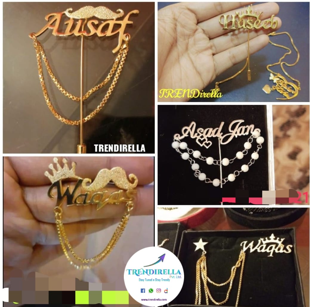 Locket Chain Asad Name Locket Name Brooch For Men For  EID-Birthday-Anniversary Best Gift