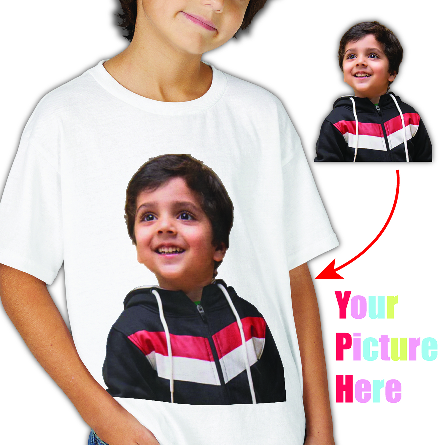 Kids Customized Picture Shirt for Boys & Girls – Personalized Photo & Name T-Shirt, Custom Birthday Gift, Birthday Party Shirt, Independence Day Shirt, Pakistan Day Shirt, School function, Festival & Celebration Wear, Kids Picture Shirt, Picture shirt for