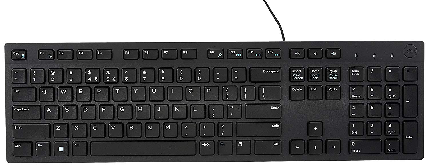 D-e-l-l Multimedia Ultra Slim Keyboard KB216 Smooth Keys, Slim Design PC and Laptop For Home and Office Use