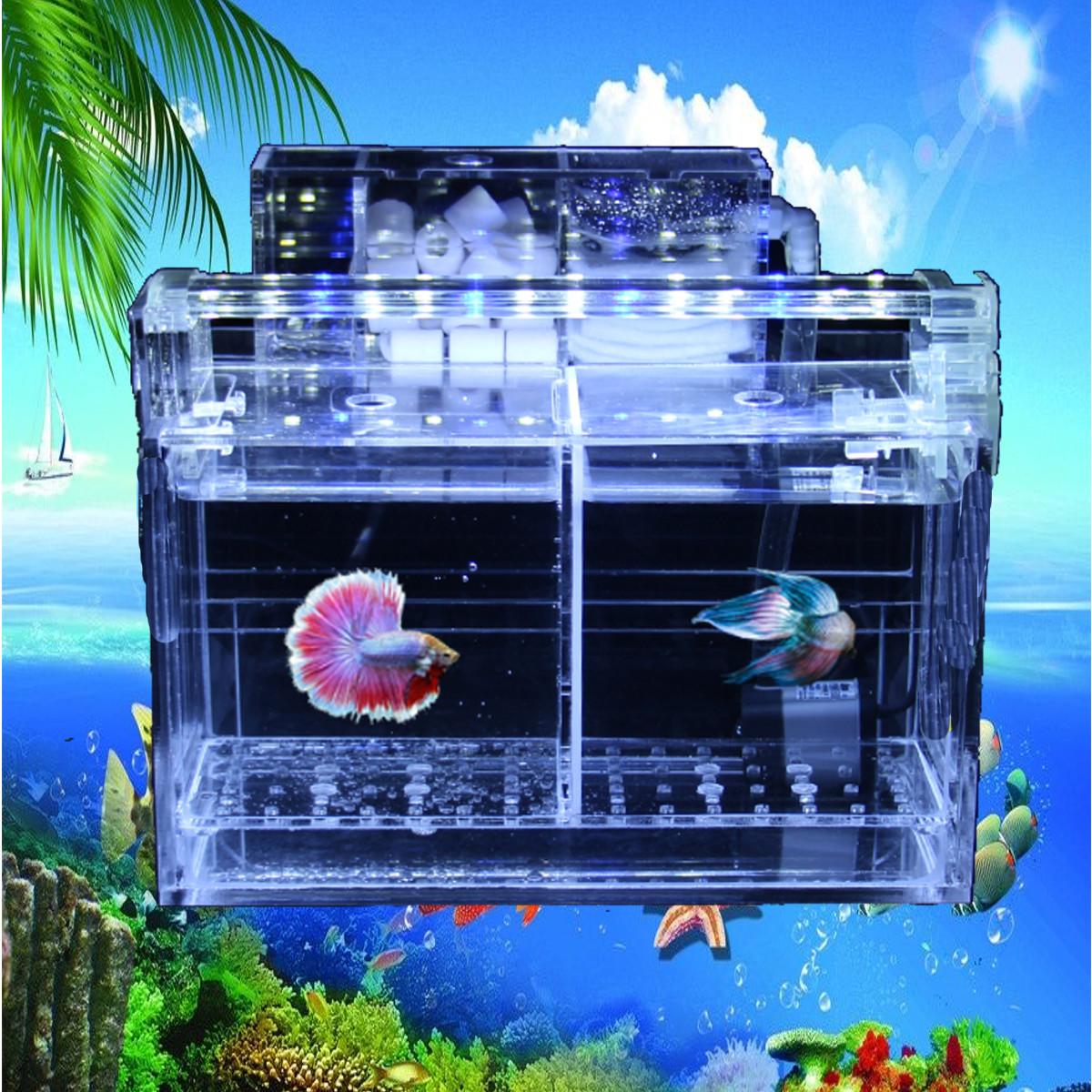 Happy Island Led Acrylic Betta Fish Tank Mini Desktop Aquarium