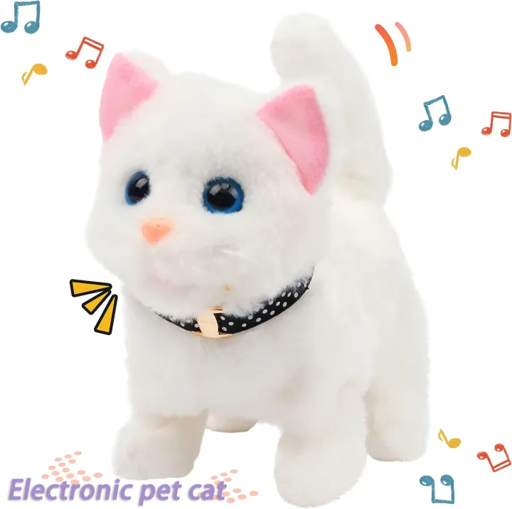 Cute Electronic Plush Cat Toy Can Walking Meowing Wagging Tail Stuffed Cat Doll Child Interactive Toys For Birthday Gift