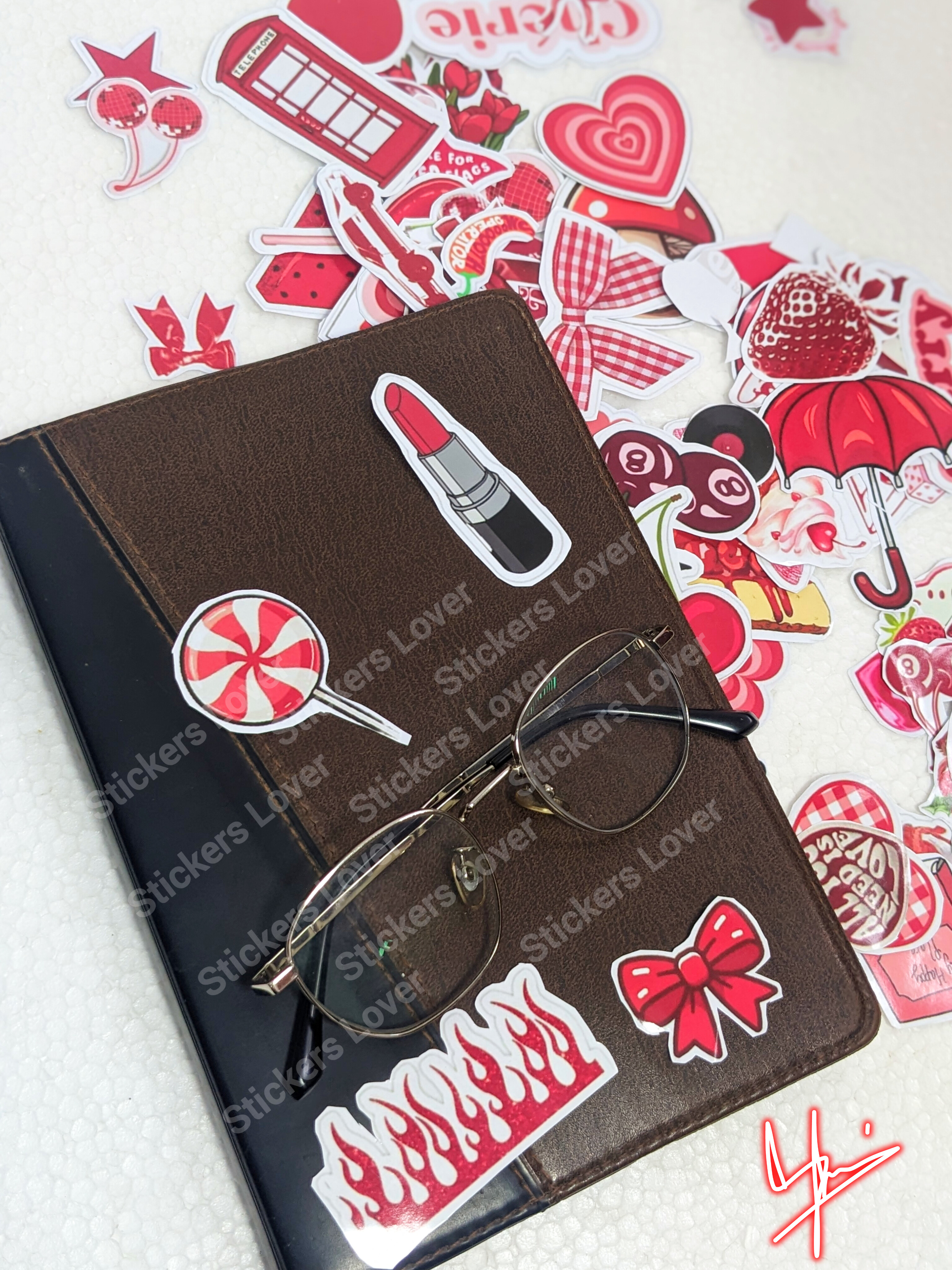 Stickers for Girls - Red Aesthetic Sticker - Sticker for Notebook - Pack of (10/30/50 Pack) - Express Yourself Creatively for Girls