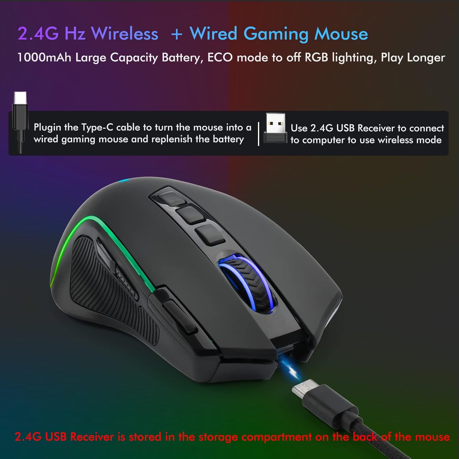 E-YOOSO X-11 Pro Tri-Mode RGB Wireless Gaming Mouse Black Rapid Fire 8000Dpi BT 2.4G and Wired Connectivity Supported 17 e07ba0839096573efbe2a26158c3c83e