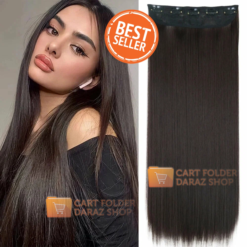 Long Hair Extension NEW FASHION 5 Clips In 26 Inches Straight Hair Extension ● Natural Brown Color (Default) ● Choose Color from Dark Brown and Black From Color Variations Above. ● Washable and Restyleable