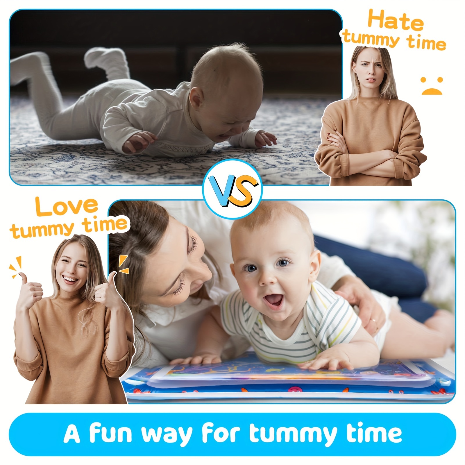 Premium Inflatable Crawling & Tumbling Water Play Mat for Babies – Sensory Game Mat with Floating Toys – Leak-Proof, Soft & Durable Baby Activity Mat for Tummy Time, Home & Travel Use