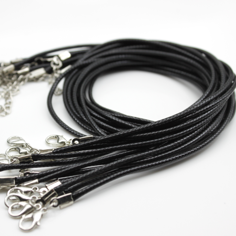 18'' Black Silk Necklace Cord Chain Cotton Rope with Clasp 2.0mm (5Pcs)