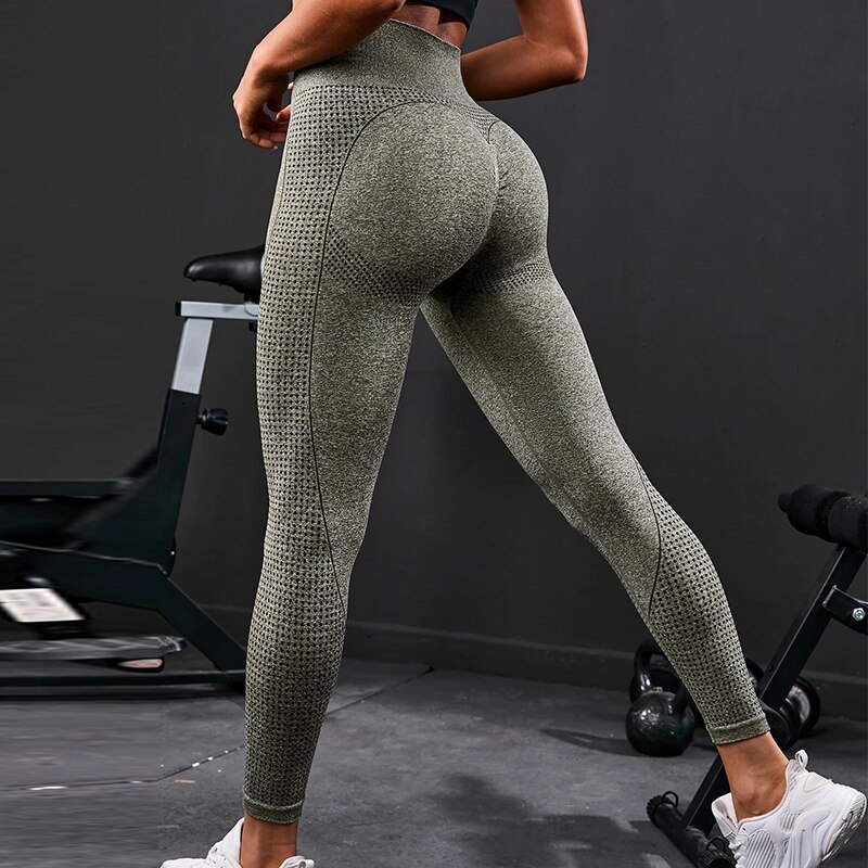 Ribbed Seamless Leggings Women Gym Leggings High Waist Pants Push