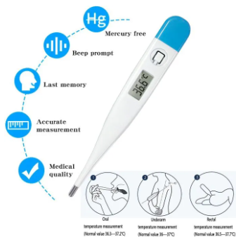 Advanced Digital Thermometer for Adults Digital Oral Thermometer for Fever Medical Thermometer, Highly Accurate and Fast, Easy to Use, Fast Reading. Detect Fever Quickly - Oral Armpit and Rectal Thermometer for Babies Children and Adults