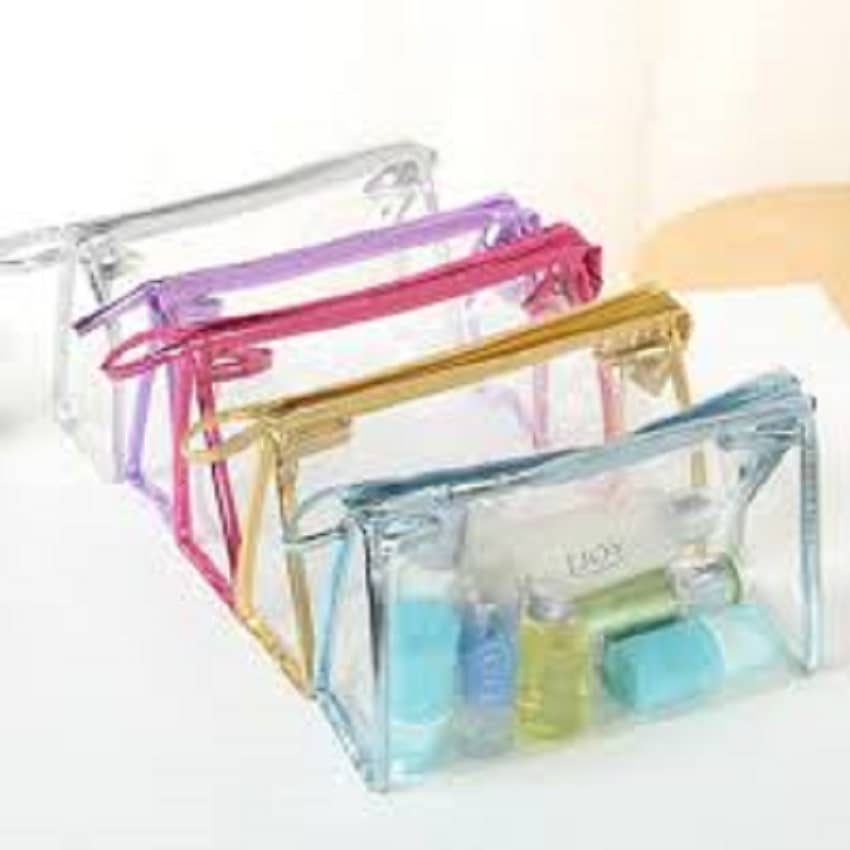 Cosmetic Portable Makeup Pouch Makeup Organizer Beauty Bag Travel Pouch Transparent Cosmetic Case Skincare Storage Makeup Storage Durable Plastic Pouch Zippered Bag Water-Resistant Pouch Multi-Purpose Organizer Portable Storage Essential Carr
