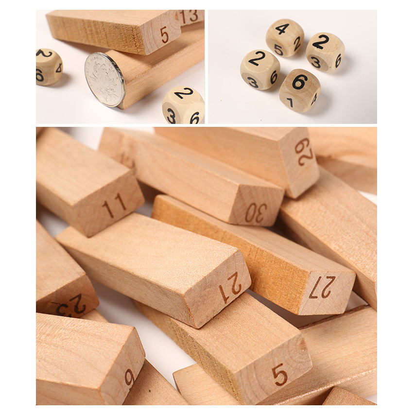 Wooden Stacking Building Block Game for Kids | 48 / 51 / 54 Pcs Colorful Tower Puzzle Set