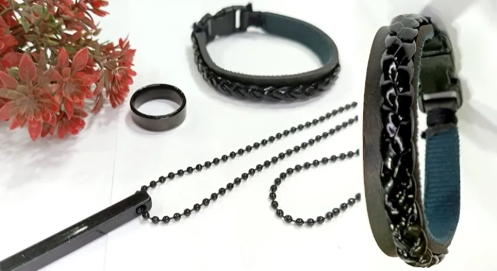 Triple Premium Combo Deal | 3 Pieces 3D Bar Stainless steel Necklace With Stainless Steel Titanium Ring And Black Comfortable Braid Bracelets For Men And Boys | Special Lockets set Gift For Men