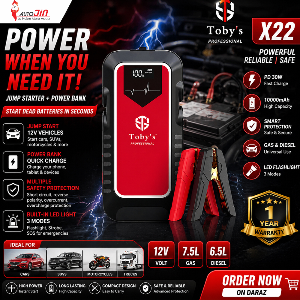 Toby's X22 Jump Starter 16,000mAh 59.2WH Power Bank For Diesel & Petrol