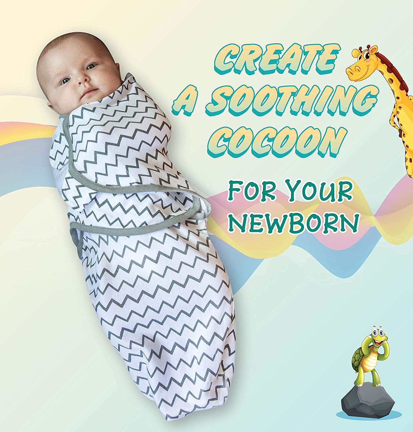 2pcs Baby Swaddle Blanket, 0 to 6 M Swaddle Wrap for Infant, Adjustable Newborn Swaddle, Organic Cotton Baby Swaddle