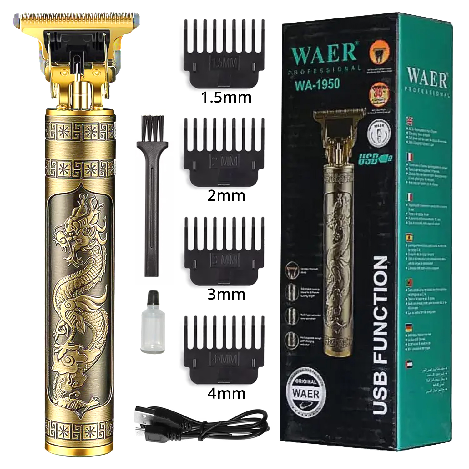 Original Branded Metal T9 Trimmer Clipper Type-C USB Rechargeable Cutting Machine| Professional Vintage T9 Hair Trimmer Clipper| 0mm Cutting Hair Removing Trimmer Shaving Machine| Beard Styler T9 Trimmer Barber Trimmer Salon Shaver Hair Grooming Kit