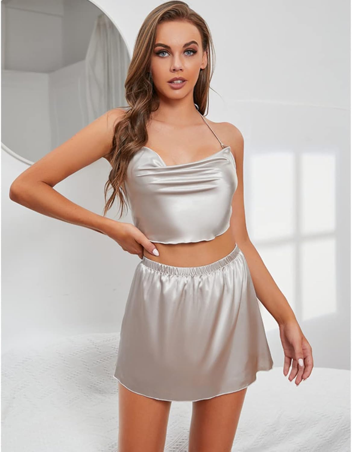 MO MEMON ONLINE -  Short Cami & Skirt - Silky Nighties for Women, Girls, Lingerie