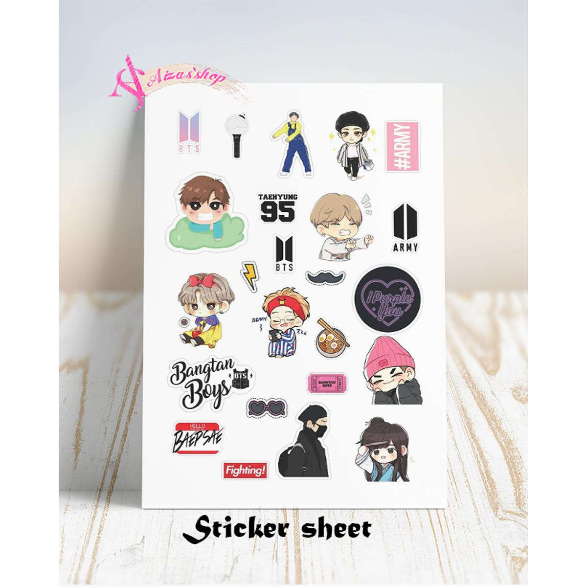 Bts sticker sheet uncut sticker sheet for bts kpop fans for mobile and ...