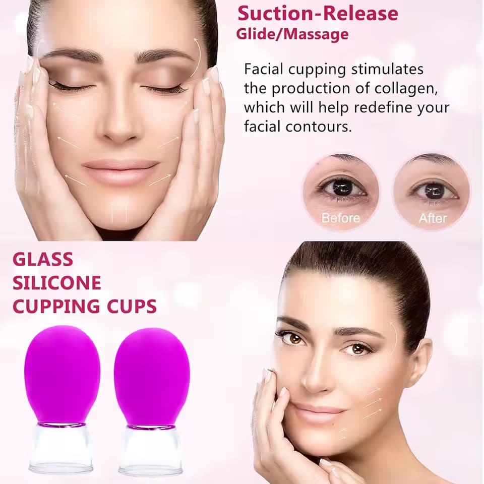 Silicone Face Massager Cupping Massage Cup For Body Face Neck Eye Massager Facial Care Vacuum Eye Skin Face Lifting Facial Cups Anti Wrinkle Cupping Therapy Beauty Tool