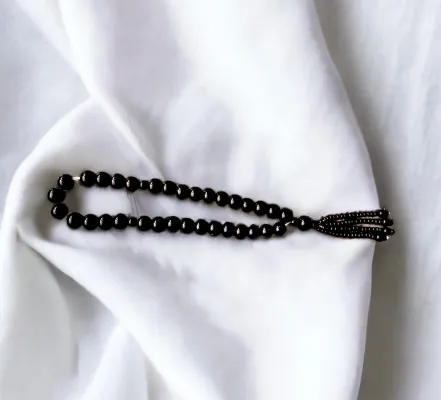 Black Marbal Beads 8mm Men's Prayer Beads Rosary Charm Bracelet for Women  Men