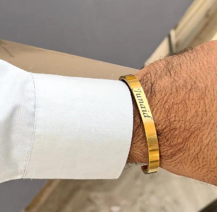 Custom Engraved Name Bangle Personalized Bracelet for Men Women Adjustable Gift