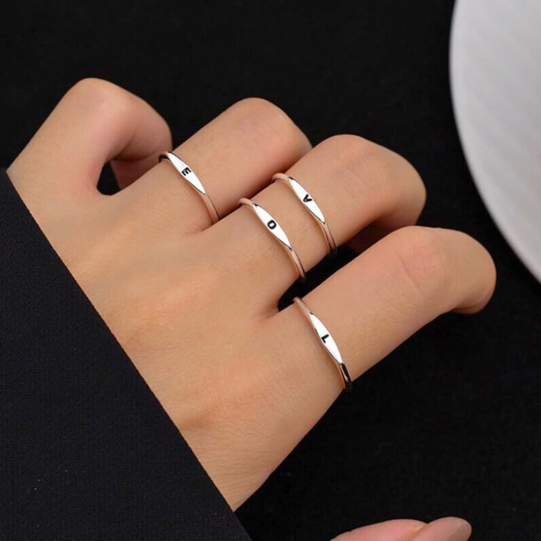 Personalized Silver Minimal Initial Ring, Tiny Letter Ring, A-Z Letter Ring, Custom Letter Ring, Silver Alphabet Ring, Initial Ring, Minimalist Ring