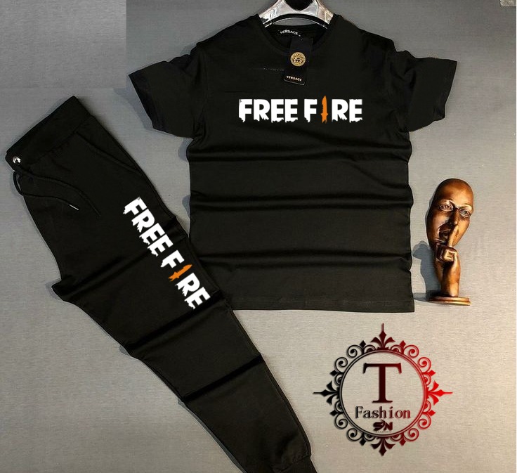 Free Fire  Printed T-shirt And Trouser Summer Track Suit For Men And Boys