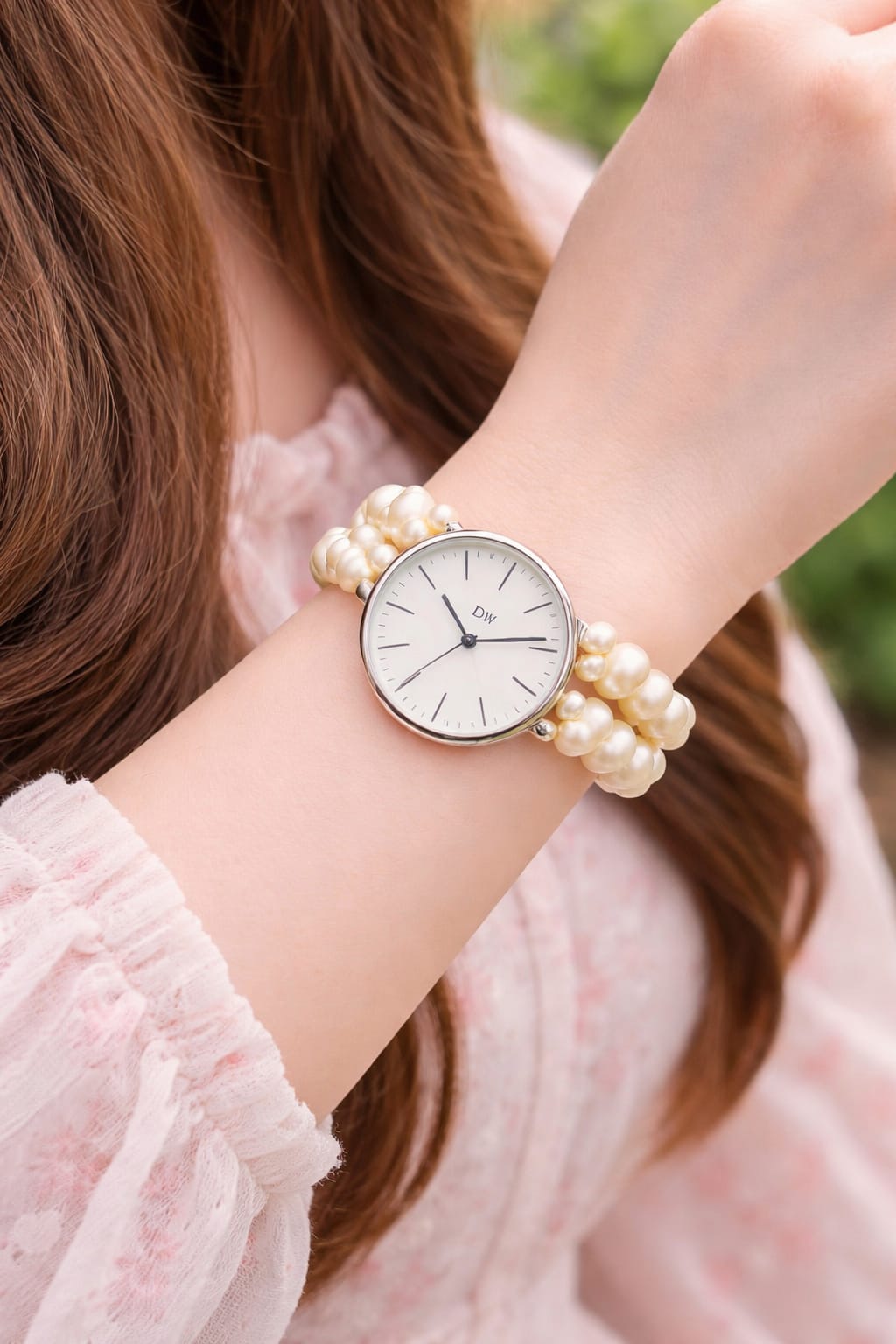 Pearl Bracelet Watch Ladies Watch Women Watch Simple Fashion Watch Elegant Trendy Girls Wrist Watch Quartz Watch Casual Everyday Watch Stylish Modern Luxury Watch Minimal Round Dial Strap Watch Classic Design Pearl Strap Girls Wrist Watch Women Accessorie