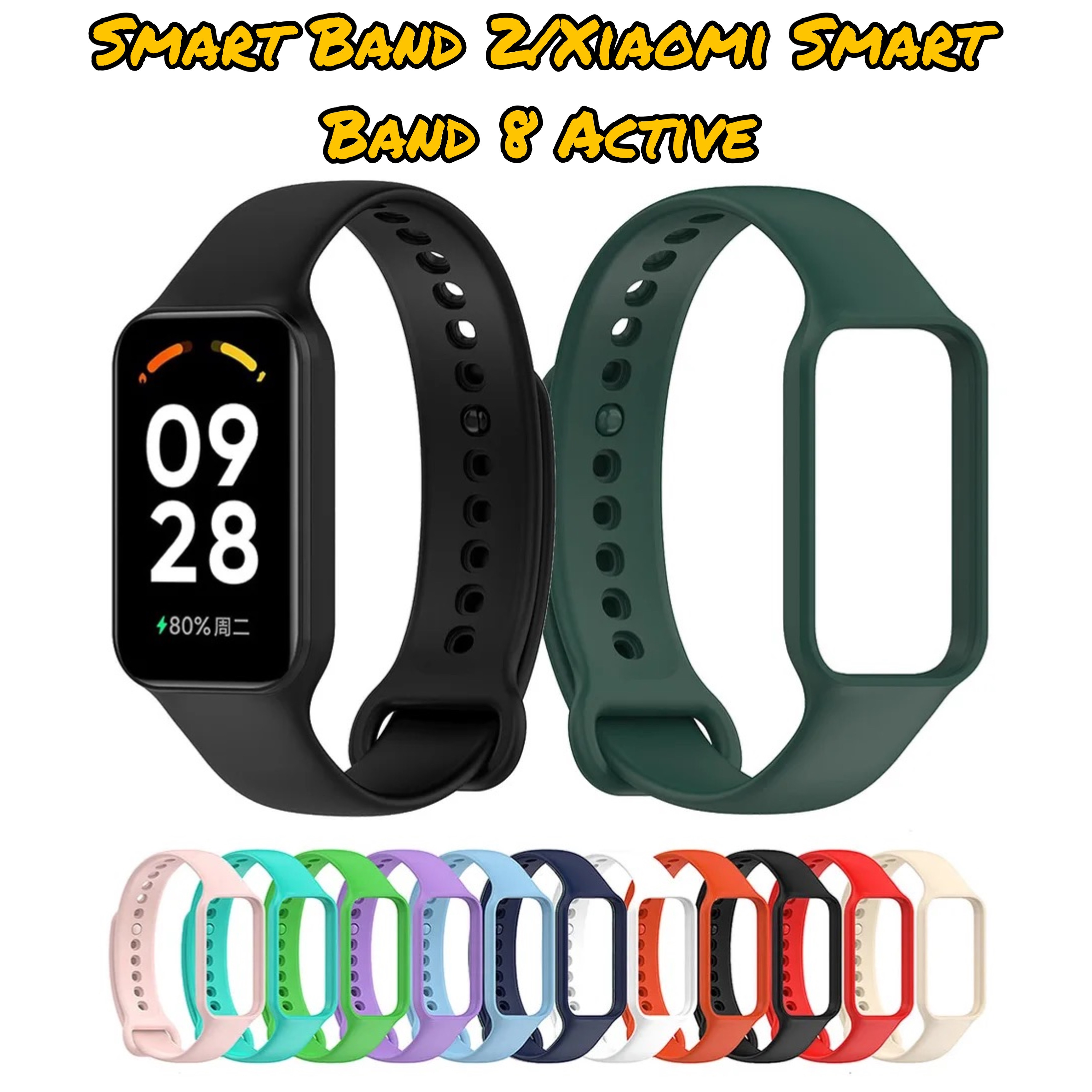 Replacement Silicone Wristband for Redmi Smart Band 2 / Xiaomi Smart Band 8 – Soft Comfortable Durable Strap