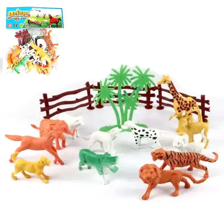 Rubber Tiny Wild Animal Character Jungle Zoo Toy Set for Kids Boys GIrls Baby Toys Set - Small Mini Animals Action Figure Fun