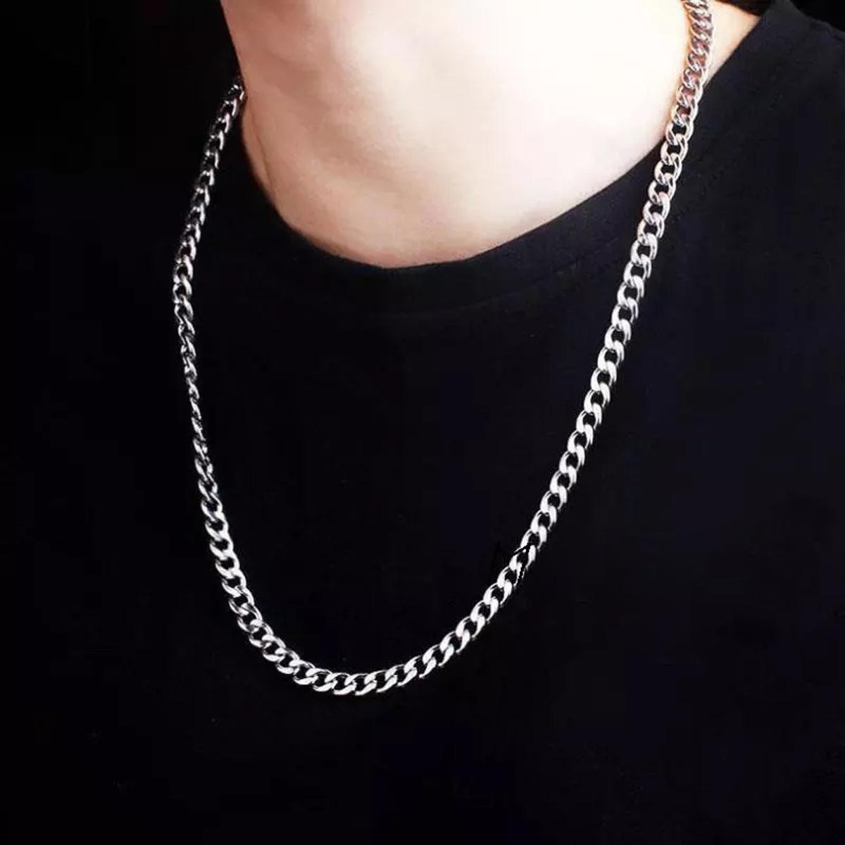 Silver Chain for Men Stainless Steel Long Necklace Chain for Boys, Men